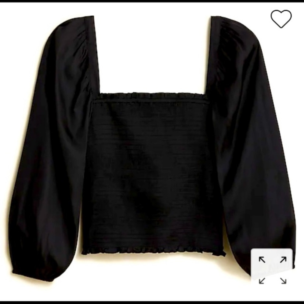 NWT J. CREW square-neck smocked featherweight satin crop top